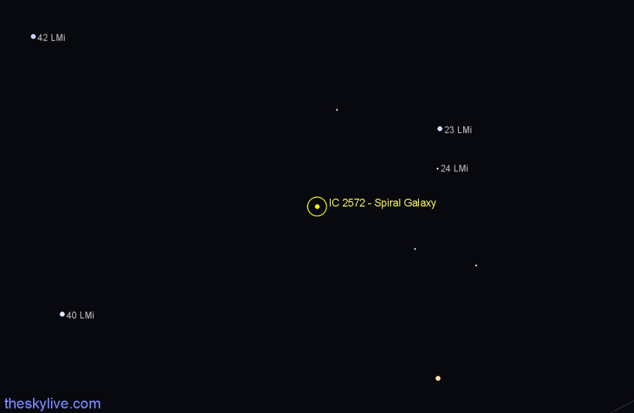 Finder chart IC 2572 - Spiral Galaxy in Leo Minor star