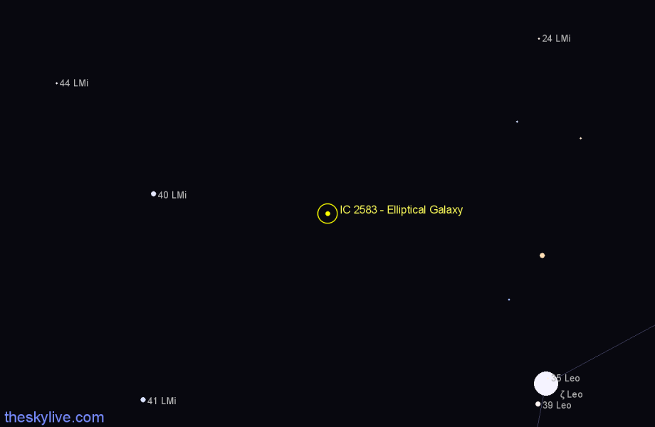 Finder chart IC 2583 - Elliptical Galaxy in Leo star