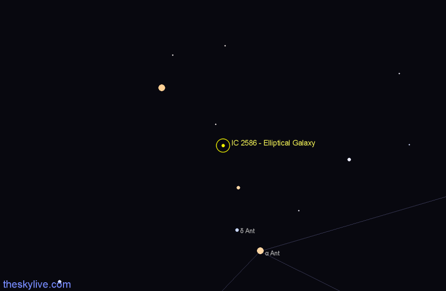 Finder chart IC 2586 - Elliptical Galaxy in Hydra star