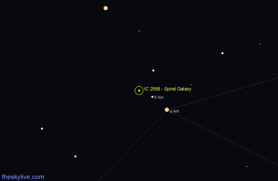 Finder chart IC 2588 - Spiral Galaxy in Antlia star