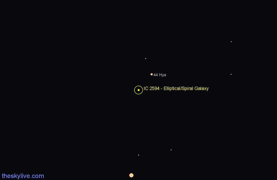 Finder chart IC 2594 - Elliptical/Spiral Galaxy in Hydra star