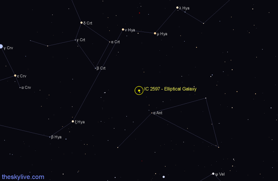 Finder chart IC 2597 - Elliptical Galaxy in Hydra star