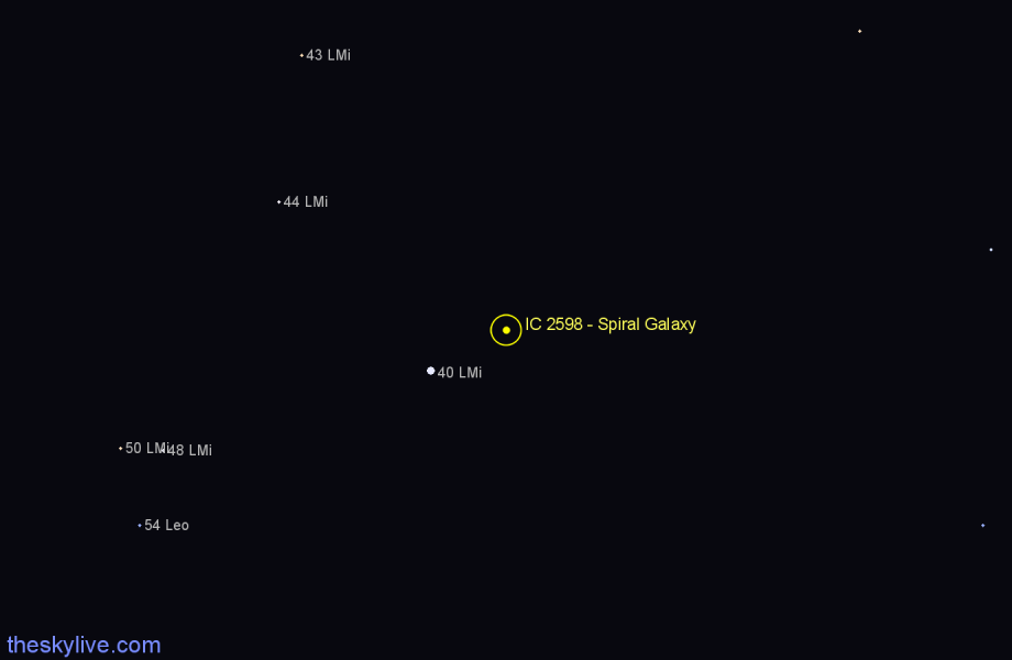 Finder chart IC 2598 - Spiral Galaxy in Leo Minor star