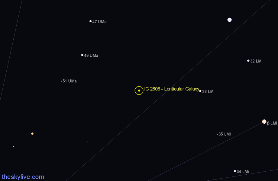 Finder chart IC 2606 - Lenticular Galaxy in Leo Minor star