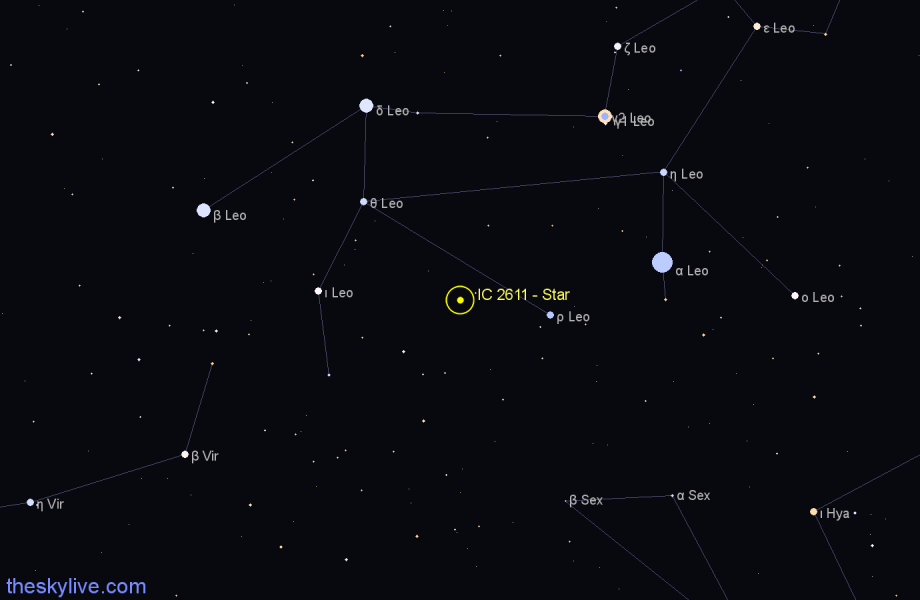 Finder chart IC 2611 - Star in Leo star