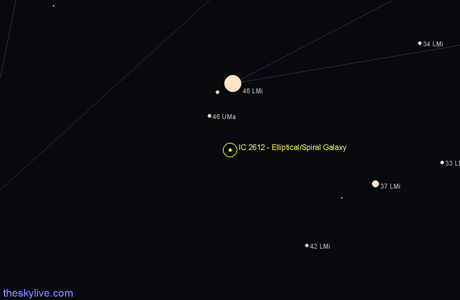 Finder chart IC 2612 - Elliptical/Spiral Galaxy in Leo Minor star