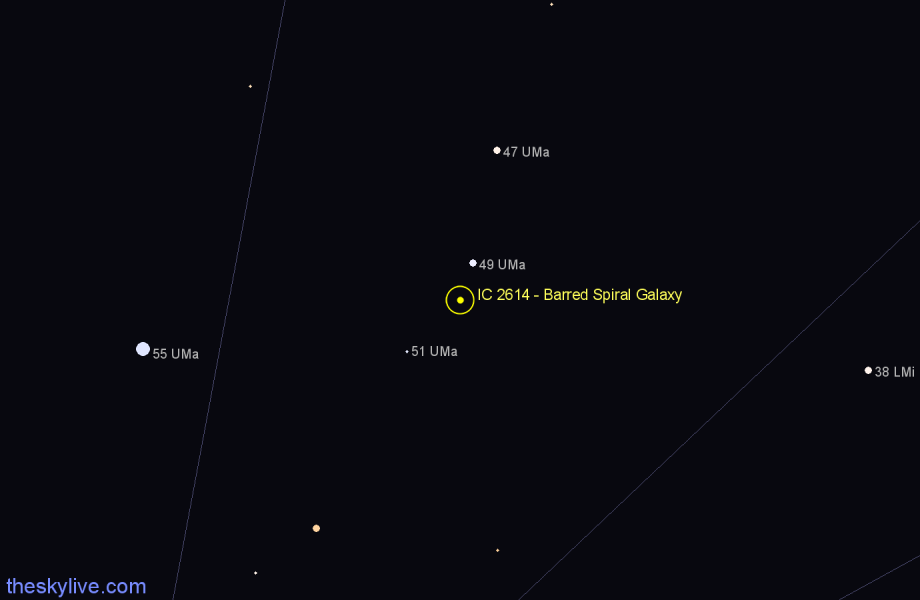 Finder chart IC 2614 - Barred Spiral Galaxy in Ursa Major star