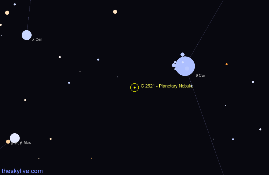 Finder chart IC 2621 - Planetary Nebula in Carina star