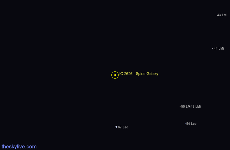 Finder chart IC 2626 - Spiral Galaxy in Leo star