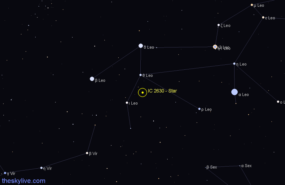 Finder chart IC 2630 - Star in Leo star