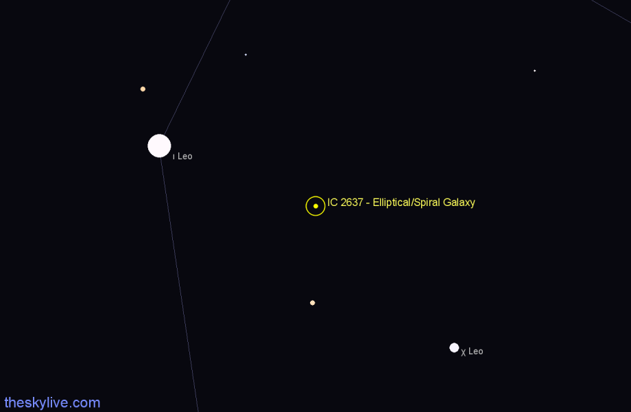 Finder chart IC 2637 - Elliptical/Spiral Galaxy in Leo star