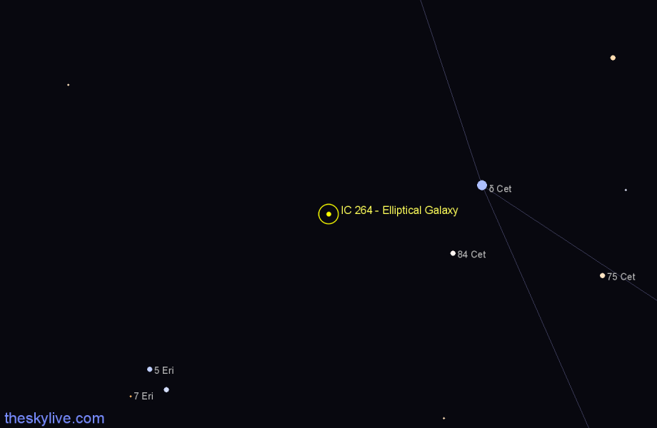 Finder chart IC 264 - Elliptical Galaxy in Cetus star