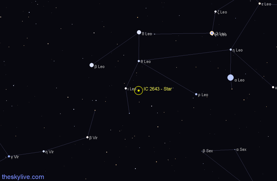 Finder chart IC 2643 - Star in Leo star