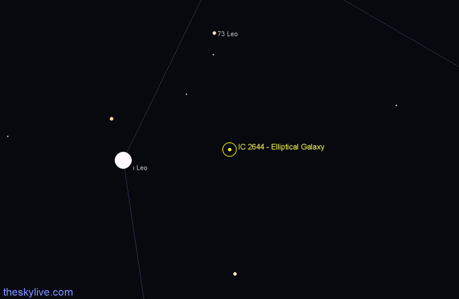 Finder chart IC 2644 - Elliptical Galaxy in Leo star