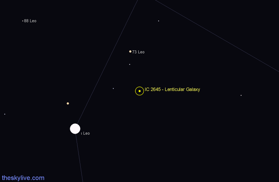 Finder chart IC 2645 - Lenticular Galaxy in Leo star