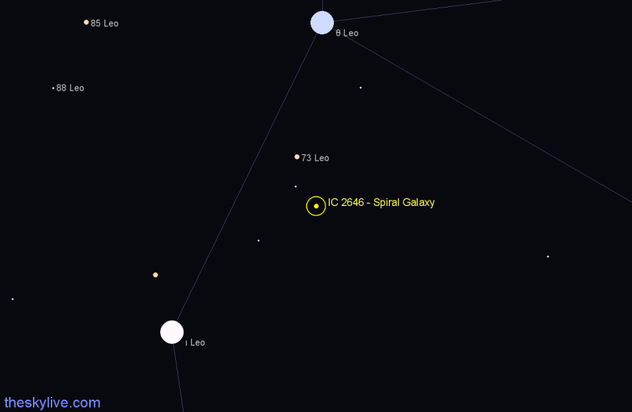 Finder chart IC 2646 - Spiral Galaxy in Leo star