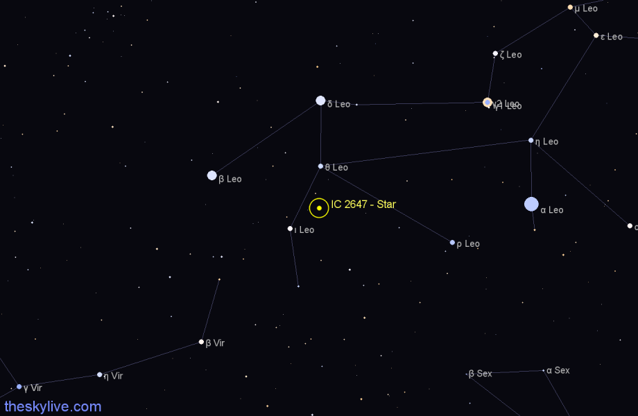 Finder chart IC 2647 - Star in Leo star