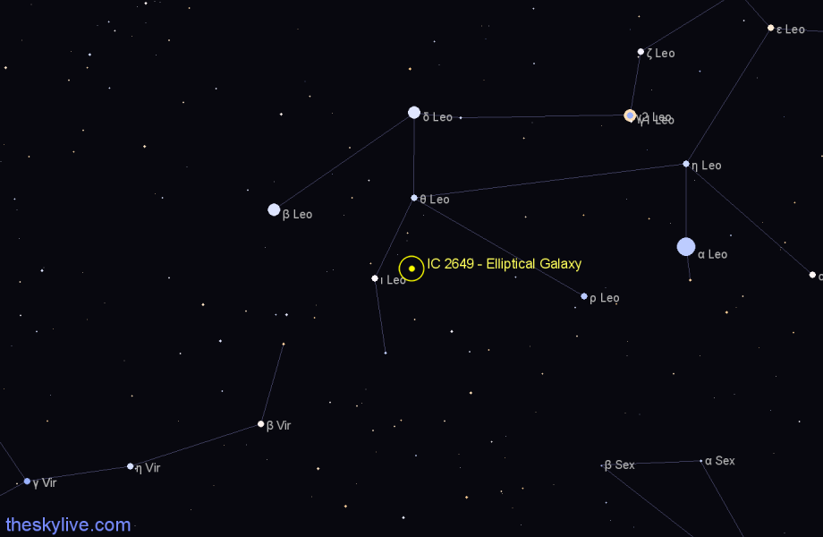 Finder chart IC 2649 - Elliptical Galaxy in Leo star