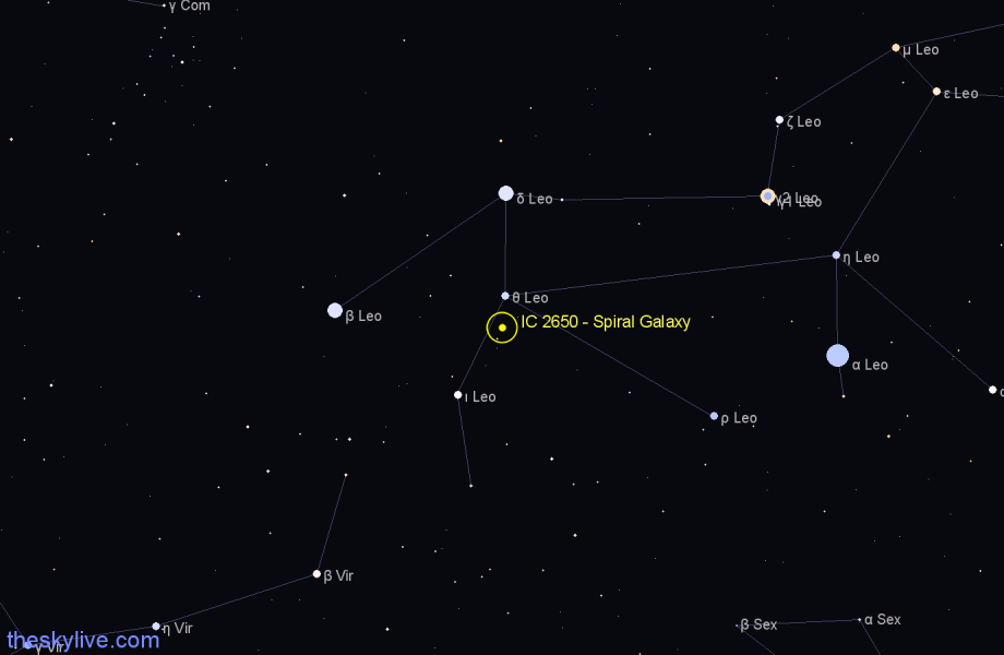 Finder chart IC 2650 - Spiral Galaxy in Leo star