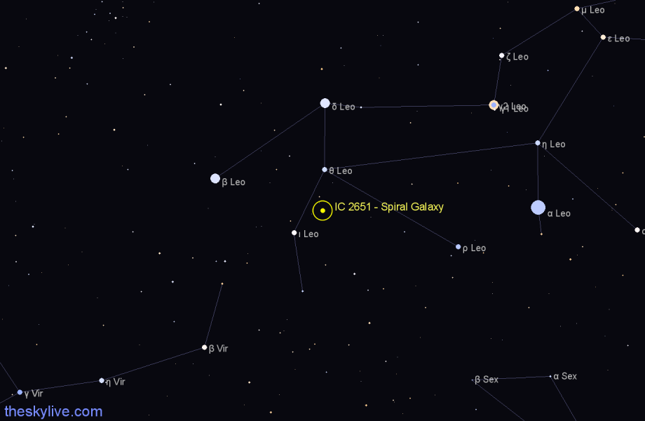 Finder chart IC 2651 - Spiral Galaxy in Leo star