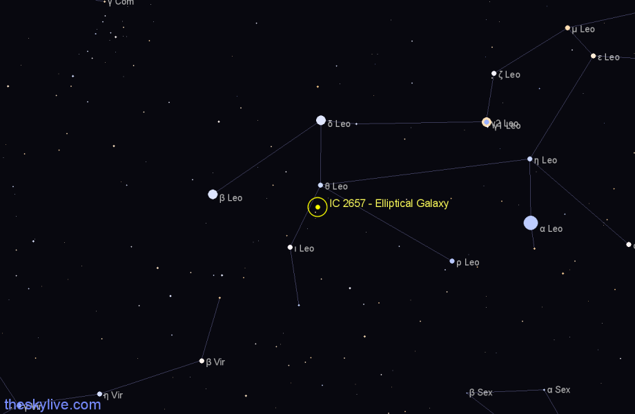 Finder chart IC 2657 - Elliptical Galaxy in Leo star