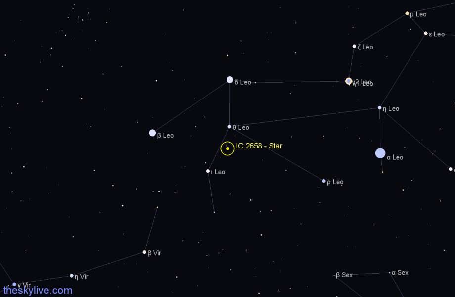 Finder chart IC 2658 - Star in Leo star