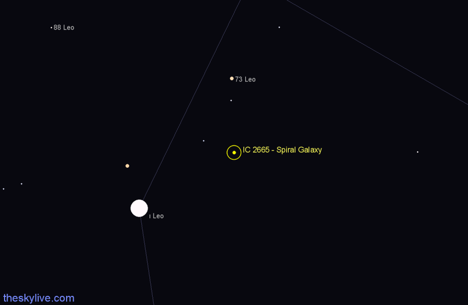 Finder chart IC 2665 - Spiral Galaxy in Leo star