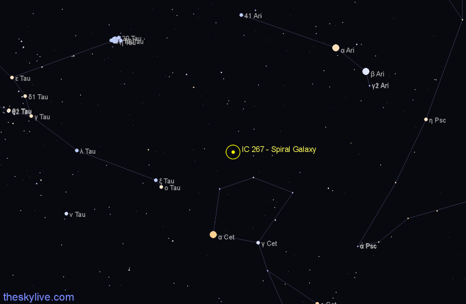 Finder chart IC 267 - Spiral Galaxy in Aries star