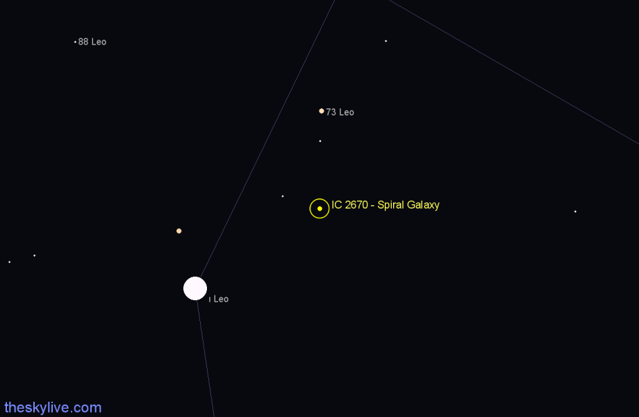 Finder chart IC 2670 - Spiral Galaxy in Leo star