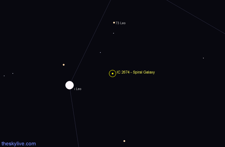 Finder chart IC 2674 - Spiral Galaxy in Leo star