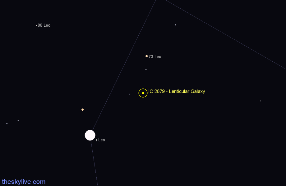 Finder chart IC 2679 - Lenticular Galaxy in Leo star