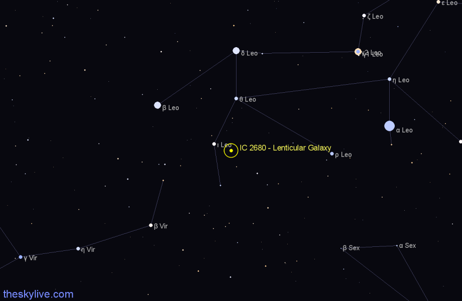 Finder chart IC 2680 - Lenticular Galaxy in Leo star