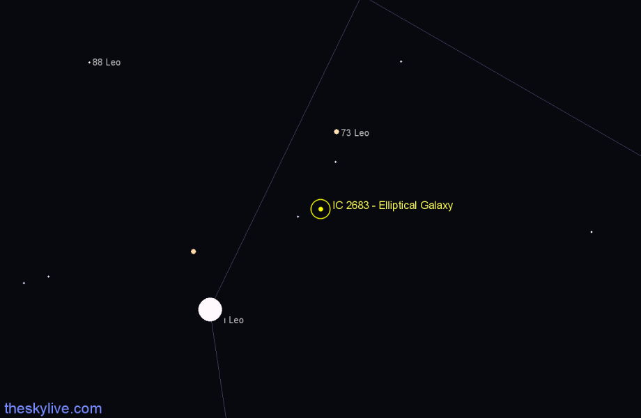 Finder chart IC 2683 - Elliptical Galaxy in Leo star