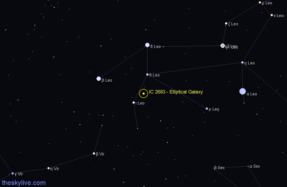 Finder chart IC 2683 - Elliptical Galaxy in Leo star