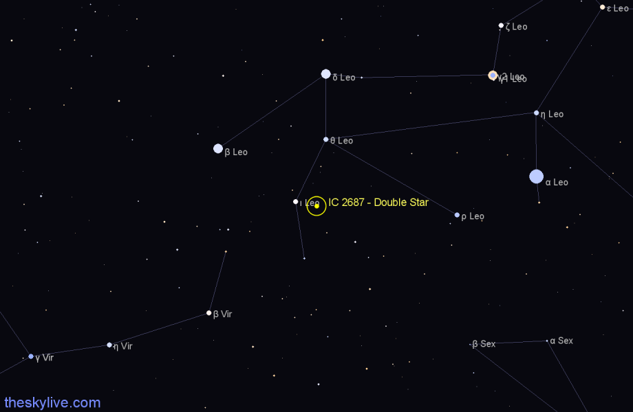 Finder chart IC 2687 - Double Star in Leo star