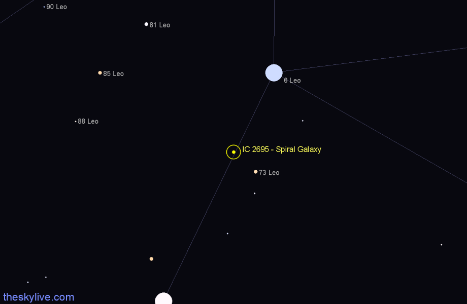 Finder chart IC 2695 - Spiral Galaxy in Leo star