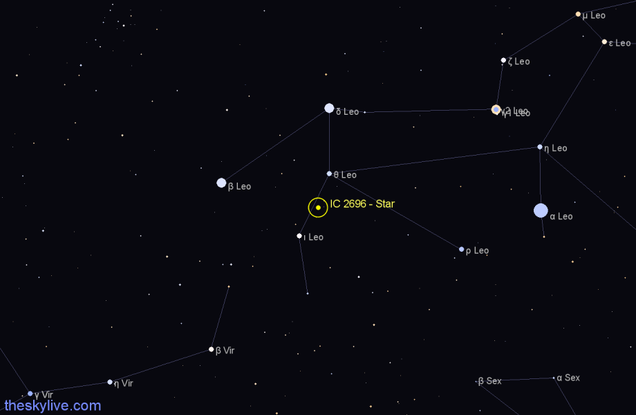 Finder chart IC 2696 - Star in Leo star