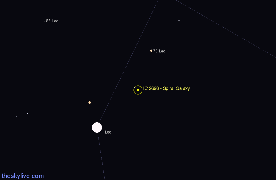 Finder chart IC 2698 - Spiral Galaxy in Leo star