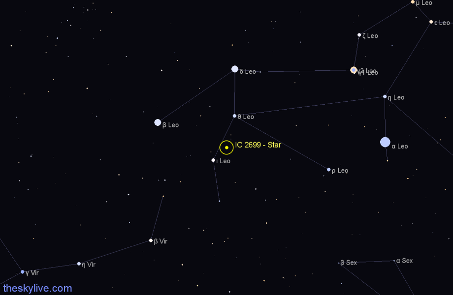 Finder chart IC 2699 - Star in Leo star