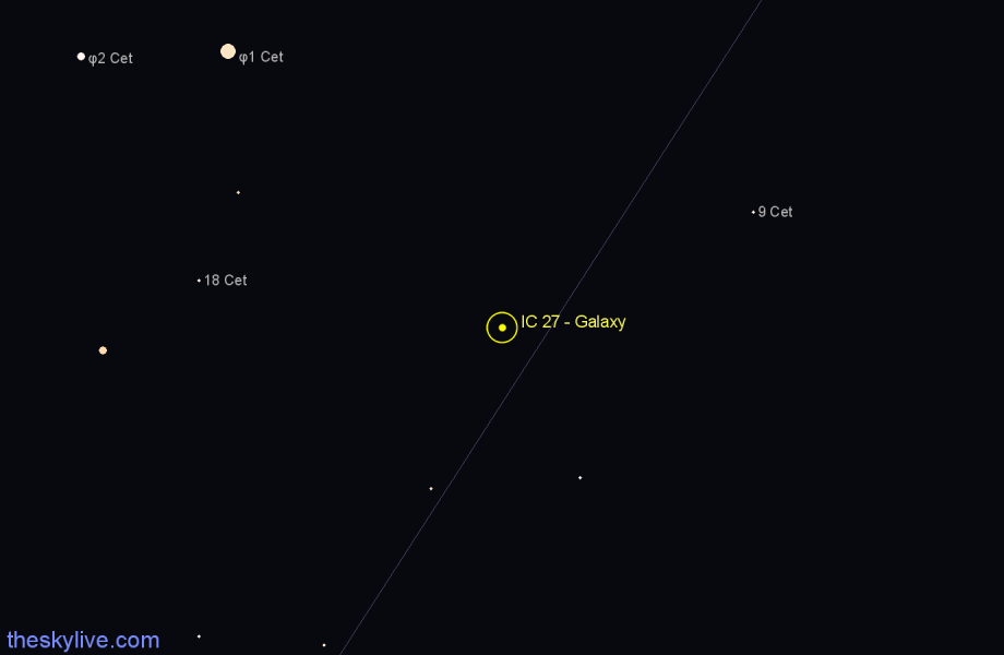 Finder chart IC 27 - Galaxy in Cetus star