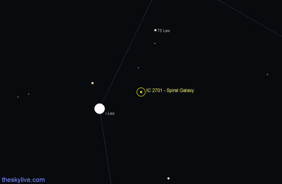 Finder chart IC 2701 - Spiral Galaxy in Leo star