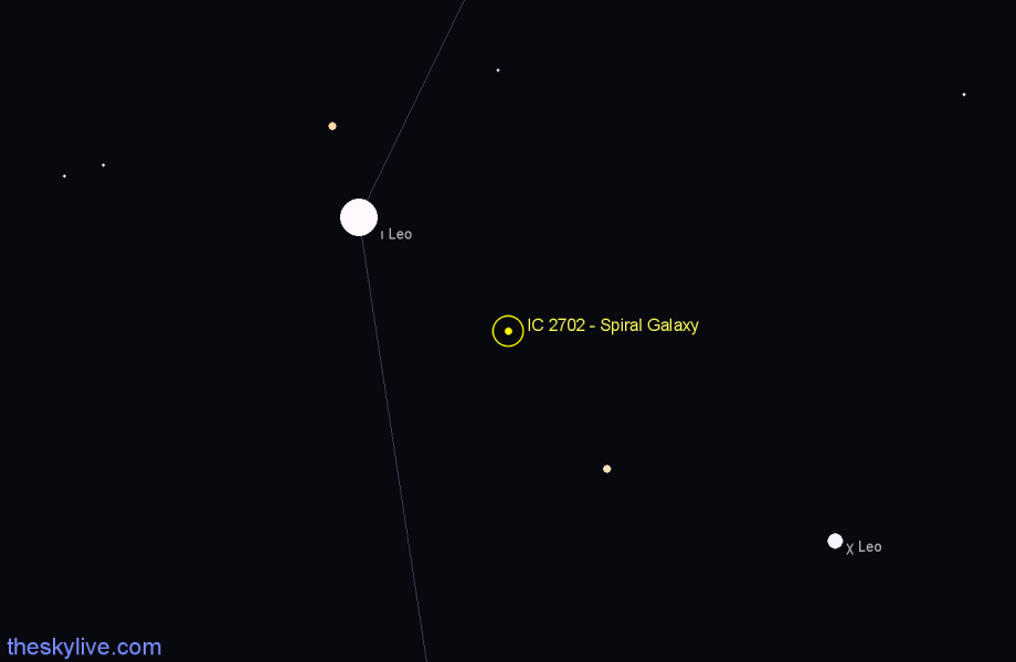 Finder chart IC 2702 - Spiral Galaxy in Leo star
