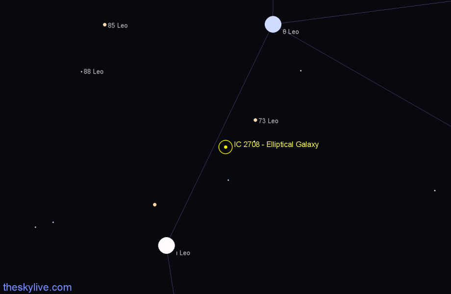 Finder chart IC 2708 - Elliptical Galaxy in Leo star