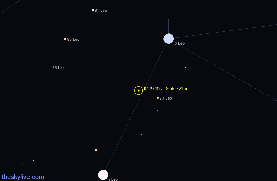 Finder chart IC 2710 - Double Star in Leo star