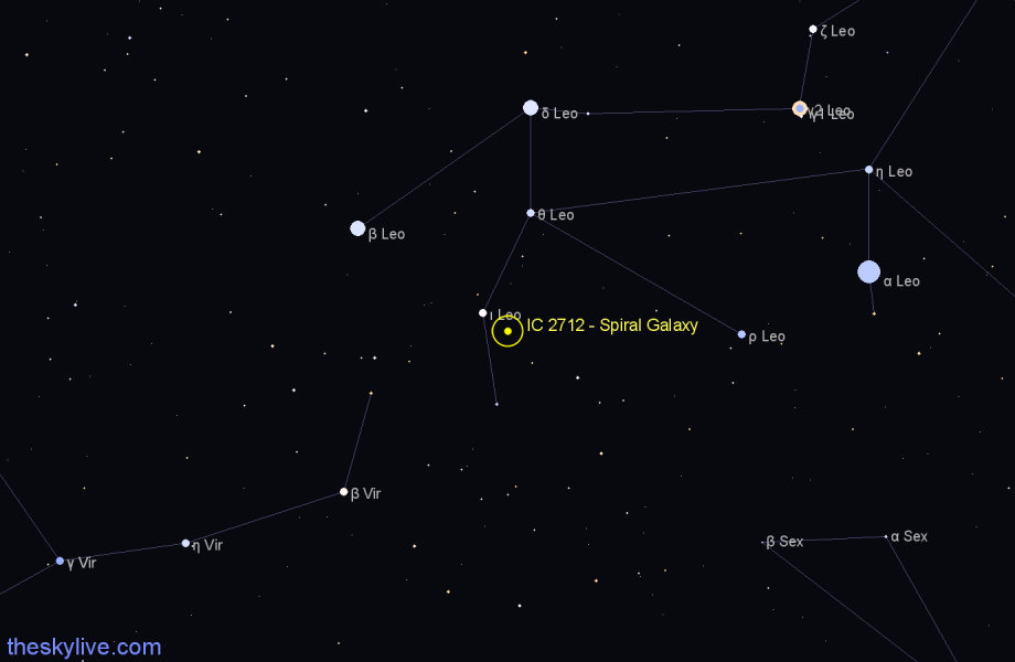 Finder chart IC 2712 - Spiral Galaxy in Leo star