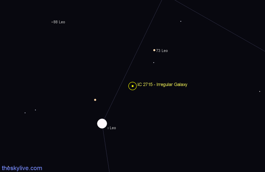 Finder chart IC 2715 - Irregular Galaxy in Leo star