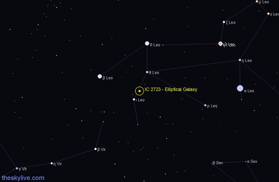Finder chart IC 2723 - Elliptical Galaxy in Leo star