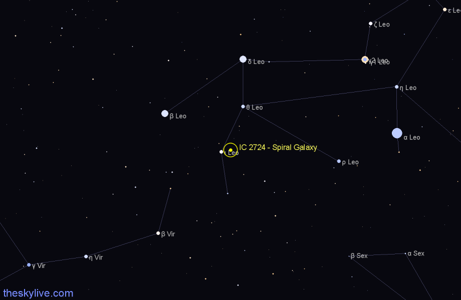 Finder chart IC 2724 - Spiral Galaxy in Leo star