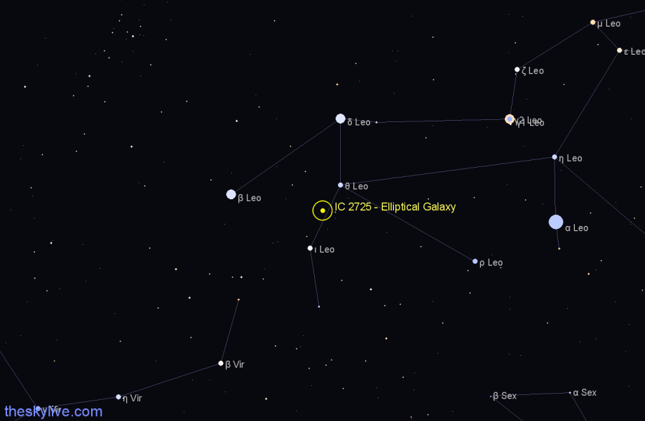Finder chart IC 2725 - Elliptical Galaxy in Leo star