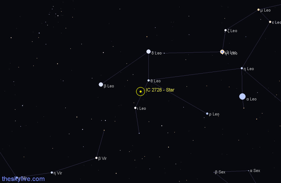 Finder chart IC 2728 - Star in Leo star